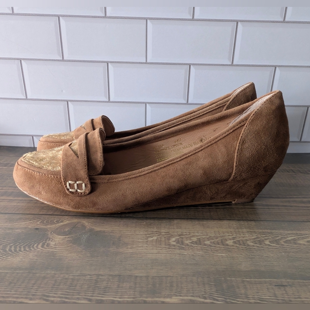 Tan Suede Animal Print Women's Loafer's THEME Shoes
